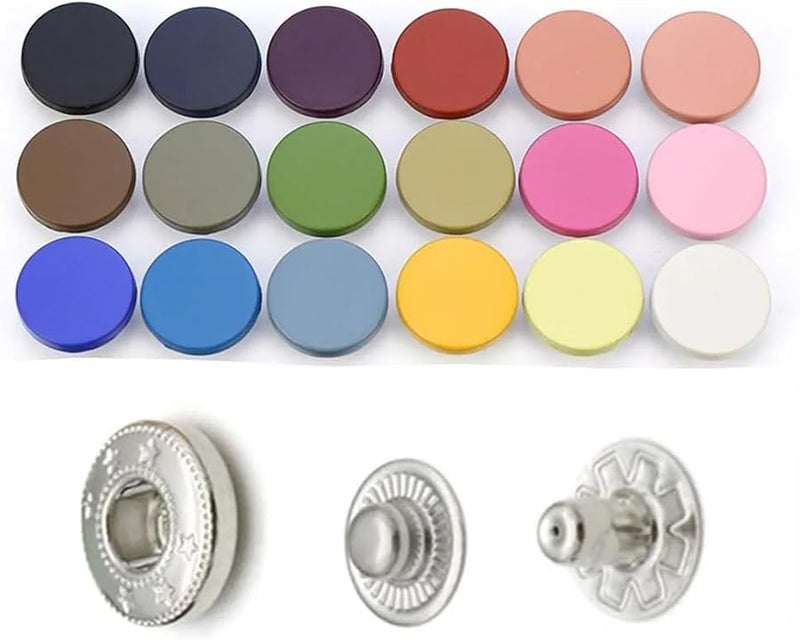 Peacock Blue 30 Set Metal Snaps For DIY Clothing Bags Leather Craft Sewing Buttons - Image 3